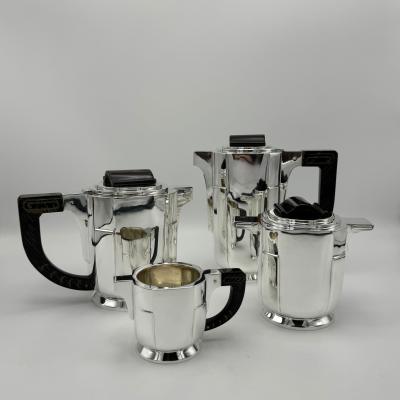 Art Deco Period Sterling Silver Five Piece Tea Coffee Service Belgium circa 1930