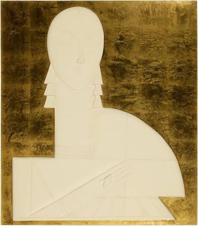 Art Deco Plaster Relief Portrait of a Woman