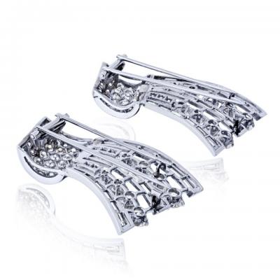 Art Deco Platinum 1930s 15 00cttw Diamond Double Clip Brooch