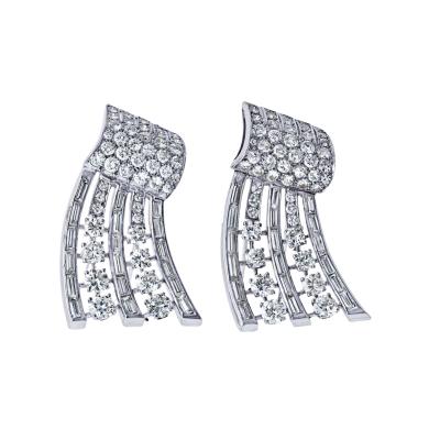Art Deco Platinum 1930s 15 00cttw Diamond Double Clip Brooch
