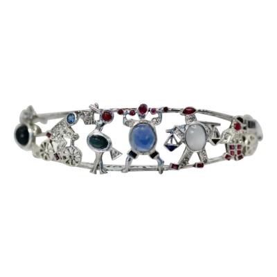 Art Deco Platinum Charms on Bracelet