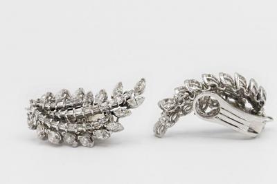 Art Deco Platinum Diamond 10 00cttw Leaf Earrings