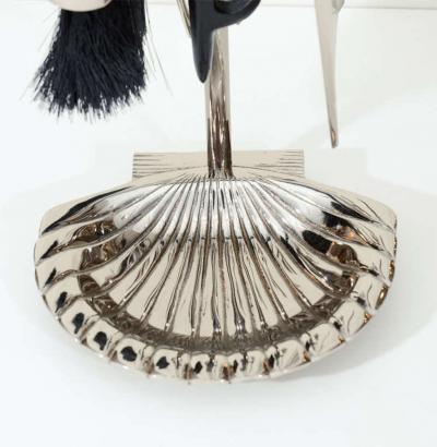 Art Deco Polished Nickel Shell Firetools