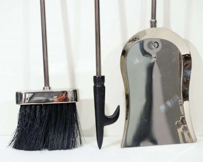 Art Deco Polished Nickel Shell Firetools