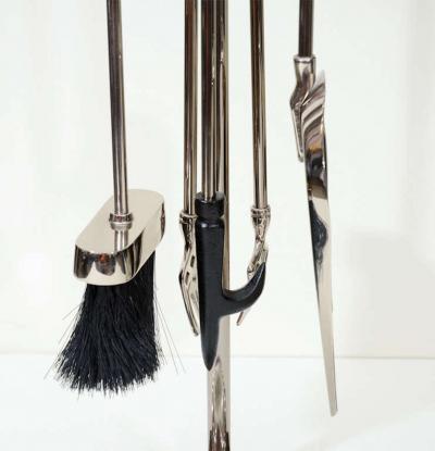 Art Deco Polished Nickel Shell Firetools