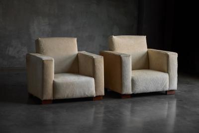 Art Deco Pony Hide Armchairs France 1930s