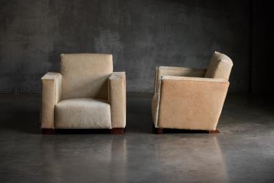 Art Deco Pony Hide Armchairs France 1930s