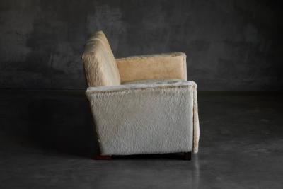 Art Deco Pony Hide Two Seater Sofa France 1930s