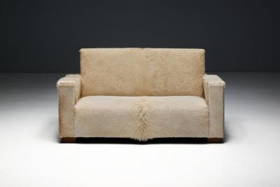 Art Deco Pony Hide Two Seater Sofa France 1930s