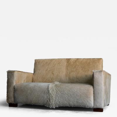 Art Deco Pony Hide Two Seater Sofa France 1930s