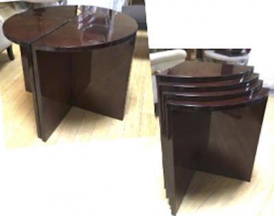 Art Deco Rare 4 Quarter Coffee Table Stackable in Nest Table