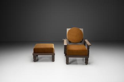 Art Deco Reclining Lounge Chair with Footstool Europe 1930s