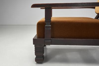 Art Deco Reclining Lounge Chair with Footstool Europe 1930s