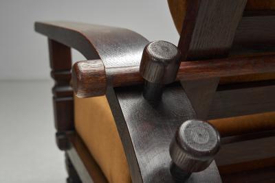 Art Deco Reclining Lounge Chair with Footstool Europe 1930s