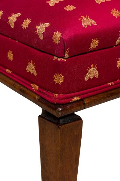 Art Deco Red Upholstered Seat and High Back Dining Chairs