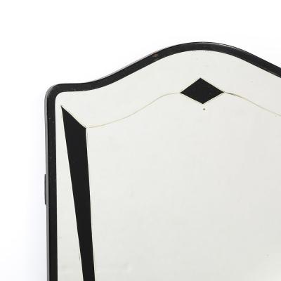 Art Deco Reversed Eglomise Geometric Etched Mirror with Black Lacquer Detailing