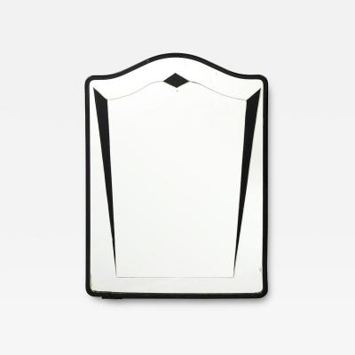 Art Deco Reversed Eglomise Geometric Etched Mirror with Black Lacquer Detailing
