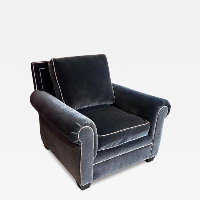 Art Deco Roll Arm Mohair Down Club Chair