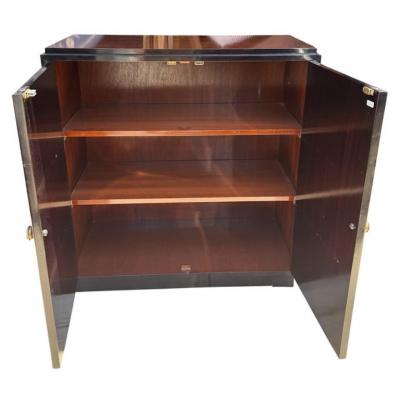 Art Deco Rosewood Burl Walnut 2 Door Dry Bar Cabinet