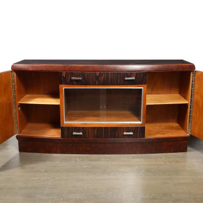 Art Deco Rosewood Burled Carpathian Elm Acacia Sideboard w Nickled Bronze