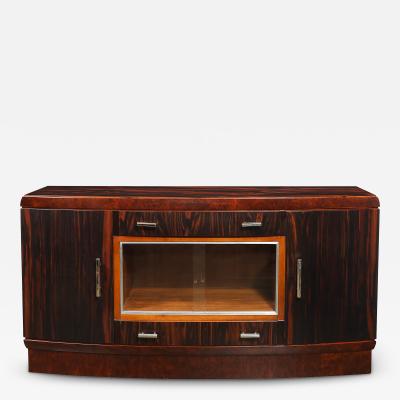 Art Deco Rosewood Burled Carpathian Elm Acacia Sideboard w Nickled Bronze
