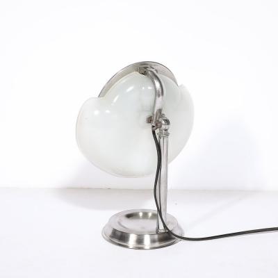 Art Deco Round Frosted Glass and Chrome Vanity Mirror
