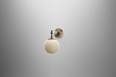 Art Deco Round Opal Glass Wall Light Denmark ca 1930s