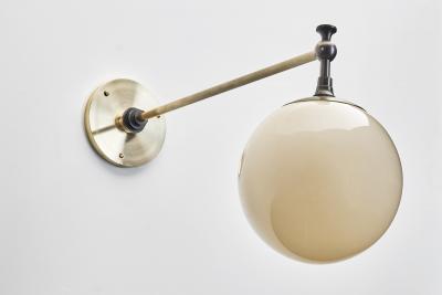 Art Deco Round Opal Glass Wall Light Denmark ca 1930s