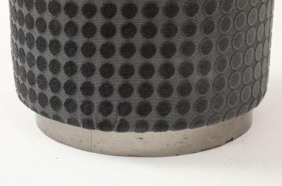 Art Deco Round Textured Ottoman with Metal Base French 1920s