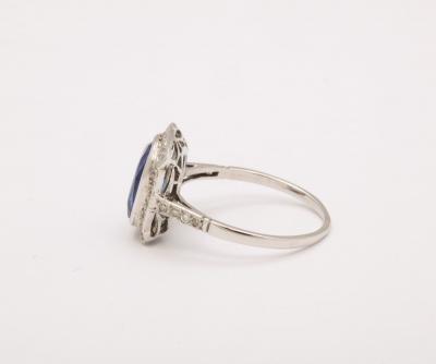 Art Deco Sapphire and Diamond White Gold Ring