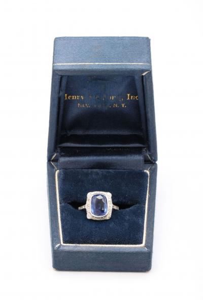 Art Deco Sapphire and Diamond White Gold Ring