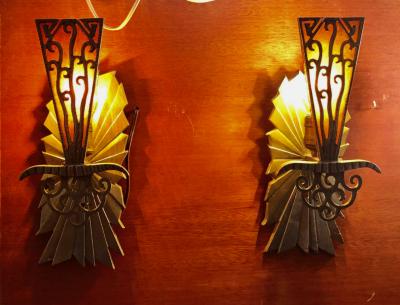 Art Deco Sconces Original Zig Zag Design Two Matching Pairs
