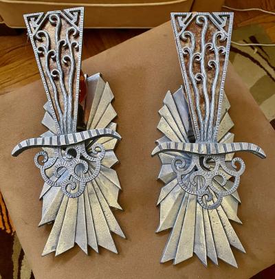 Art Deco Sconces Original Zig Zag Design Two Matching Pairs