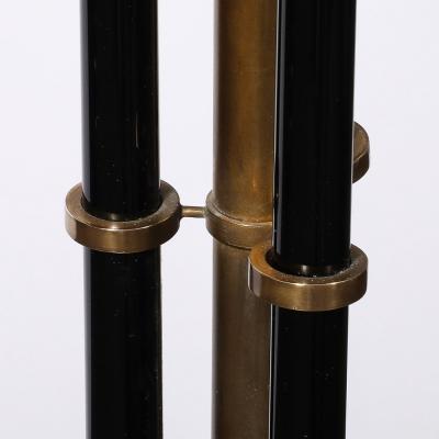 Art Deco Scroll Form Base Machine Age Cylindrical Vitrolite Bronze Floor Lamp