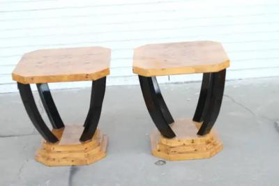 Art Deco Sculptural Burl End Tables