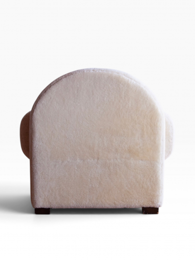Art Deco Shearling Club Chair and Ottoman 1980s