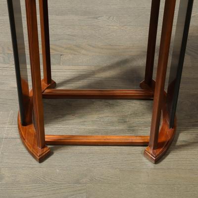 Art Deco Side Table in Book Matched Walnut Black Lacquer Fluted Supports