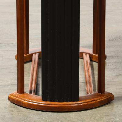 Art Deco Side Table in Book Matched Walnut Black Lacquer Fluted Supports