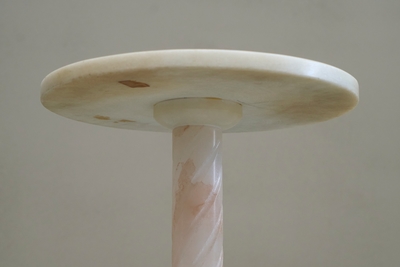Art Deco Side Table in Carved Alabaster and Patinated Brass Italy 1940s