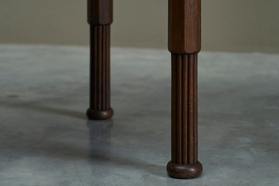 Art Deco Side or Gueridon Table in Solid Oak and Red Travertine 1930s