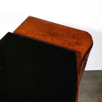 Art Deco Sideboard in Burled Bookmatched Amboyna Wood w Black Lacquer Detail