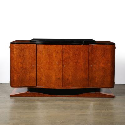 Art Deco Sideboard in Burled Bookmatched Amboyna Wood w Black Lacquer Detail