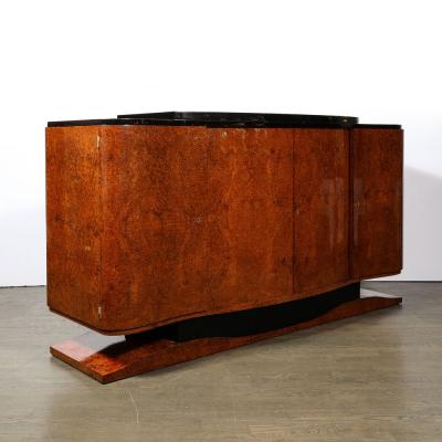 Art Deco Sideboard in Burled Bookmatched Amboyna Wood w Black Lacquer Detail