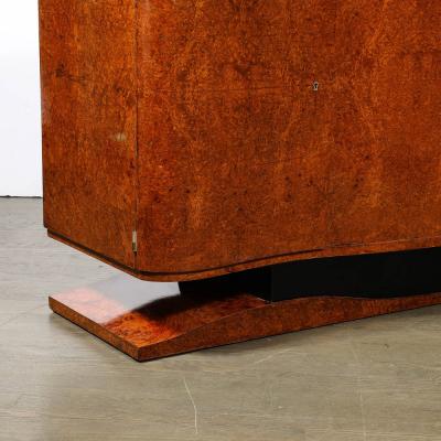 Art Deco Sideboard in Burled Bookmatched Amboyna Wood w Black Lacquer Detail