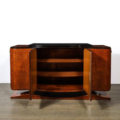 Art Deco Sideboard in Burled Bookmatched Amboyna Wood w Black Lacquer Detail