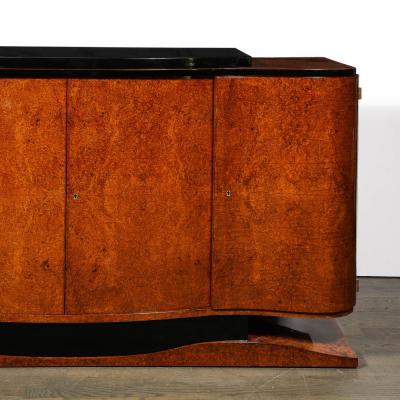 Art Deco Sideboard in Burled Bookmatched Amboyna Wood w Black Lacquer Detail