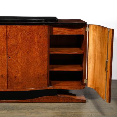 Art Deco Sideboard in Burled Bookmatched Amboyna Wood w Black Lacquer Detail