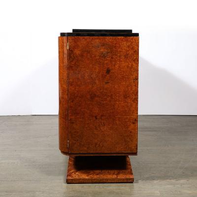Art Deco Sideboard in Burled Bookmatched Amboyna Wood w Black Lacquer Detail