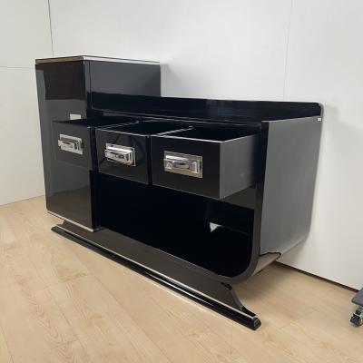 Art Deco Sideboard with Dry Bar Black Lacquer France circa 1930