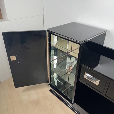 Art Deco Sideboard with Dry Bar Black Lacquer France circa 1930